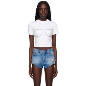 AREA White Crystal T-Shirt  - White - Size: Extra Small - female