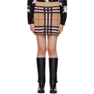 Burberry Tan Check Miniskirt  - Archive Beige - Size: Small - female