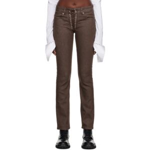 Ludovic de Saint Sernin Brown Lace-Up Jeans  - Brown - Size: WAIST US 32 - female