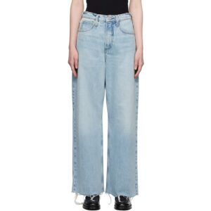FRAME Blue 'Le High 'N' Tight Wide Crop' Jeans  - Legacy Chew - Size: WAIST US 32 - female