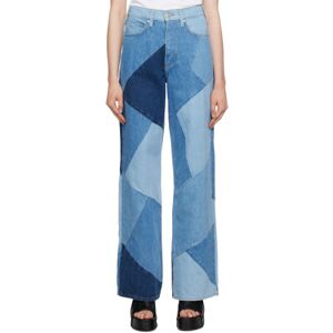 FRAME Blue 'Le High 'N Tight' Patchwork Jeans  - Blue Compilation - Size: WAIST US 34 - female