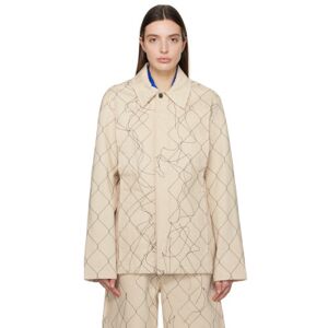 AIREI Beige Embroidered Denim Jacket  - Natural 2 - Size: Extra Small - female