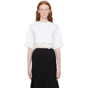 Stella McCartney White Lace Trim T-Shirt  - 9000 PURE WHITE - Size: Extra Small - female