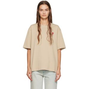 AMI Paris Beige Ami De Coeur T-Shirt  - Tricotine Champagne - Size: Extra Small - female