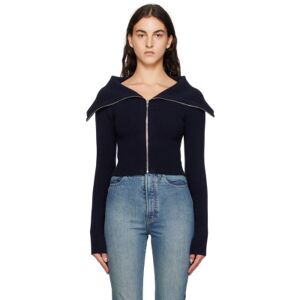 ALAÏA Navy Zipped Cardigan  - 541 MARINE - Size: FR 36 - female