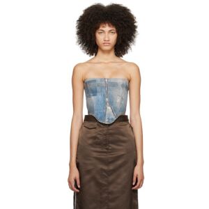 OPEN YY Blue Jean Effect Denim Corset  - Denim Blue - Size: 2 - female