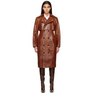 Bottega Veneta Tan Croc-Embossed Leather Coat  - 6361 Burnt Orange - Size: IT 38 - female