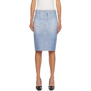 Bottega Veneta Blue Printed Leather Midi Skirt  - 4942 Light Blue - Size: IT 38 - female