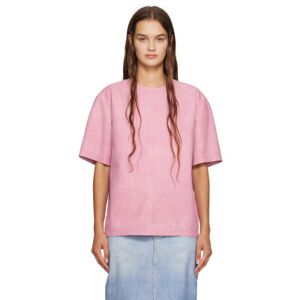 Bottega Veneta Pink Printed Leather T-Shirt  - 6150 Gloss - Size: Extra Small - female