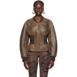 Jean Paul Gaultier Brown KNWLS Edition Leather Jacket  - 60 Brwn - Size: FR 40 - female