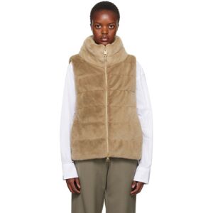 Herno Tan Quilted Faux-Fur Down Vest  - 2155 Camel - Size: IT 48 - female