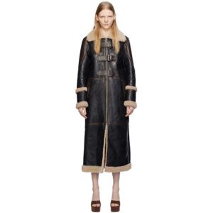 Blumarine Black & Brown Long Shearling Coat  - P5435 T.Di Moro/Camo - Size: IT 38 - female