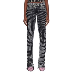 Masha Popova SSENSE Exclusive Gray Big Heart Jeans  - Black - Size: Extra Small - female