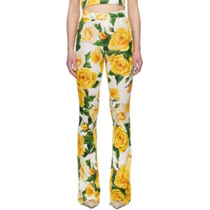 Dolce & Gabbana White & Yellow Floral Leggings  - HA3VO Rose Gialle - Size: IT 36 - female