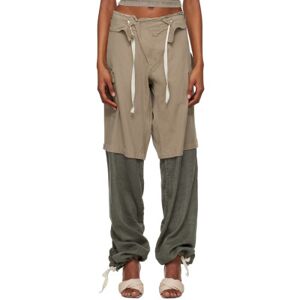 Ottolinger Gray & Khaki Baggy Cargo Pants  - Olive Grey - Size: Extra Small - female