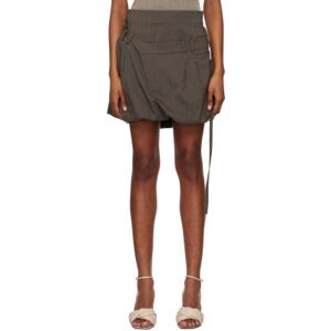 Ottolinger Brown Draped Suit Miniskirt  - Brown Pinstripe - Size: IT 38 - female