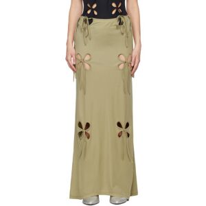 J.Kim Khaki Petal Maxi Skirt  - Pistachio - Size: Large - female