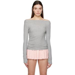Frankies Bikinis Gray Dahlia Long Sleeve T-Shirt  - Heather Grey - Size: Extra Large - female