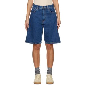 Carhartt Work In Progress Navy Brandon Denim Shorts  - Blue Stone Washed - Size: Medium - female