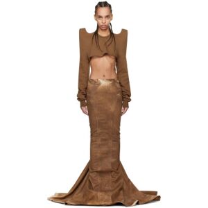 Rick Owens DRKSHDW Brown Al Pillar Denim Maxi Skirt  - 54 Henna Brown - Size: Small - female