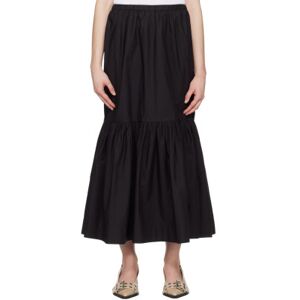 GANNI Black Flounce Maxi Skirt  - 099 Black - Size: DK 42 - female