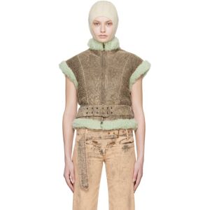 KNWLS Brown Rex Shearling Vest  - DARK SAND - Size: UK 8 - female