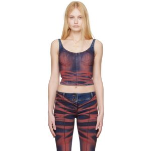 KNWLS Red & Navy Harley Denim Tank Top  - CREASE RED - Size: UK 6 - female