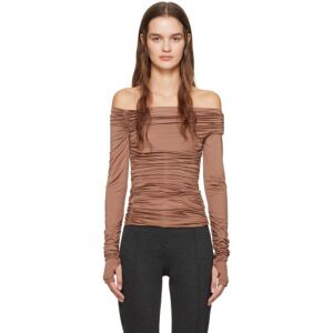 Helmut Lang Brown Ruched Long Sleeve T-Shirt  - Rust - Size: Extra Small - female
