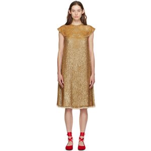 Bode Gold Bellvue Midi Dress  - Antique Gold - Size: Small - female