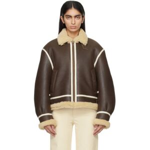 Bode Brown Aviator Shearling Jacket  - Brown - Size: Small - female