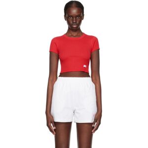 Alexander Wang Red Ribbed T-Shirt  - 696A BARBERRY - Size: Large - female