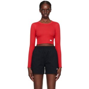 Alexander Wang Red Cropped Long Sleeve T-Shirt  - 696A BARBERRY - Size: Extra Small - female