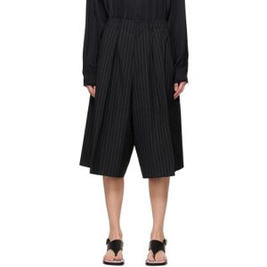 MM6 Maison Margiela Black Wide-Leg Shorts  - 002F Black/Off White - Size: IT 38 - female