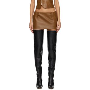 Aya Muse Tan Egas Faux-Leather Miniskirt  - Camel - Size: Small - female