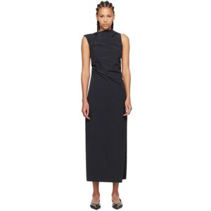 St. Agni Black Asymmetric Neck Midi Dress  - Black - Size: Extra Small - female