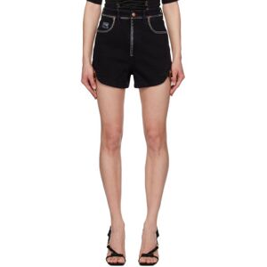 Versace Jeans Couture Black Baroque Buckle Denim Shorts  - E909 Black Black - Size: WAIST US 32 - female