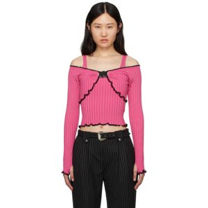 Versace Jeans Couture Pink V-Emblem Sweater  - E401 Hot Pink - Size: Extra Small - female