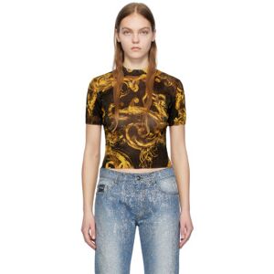 Versace Jeans Couture Black Graphic T-Shirt  - EG89 Black/Gold - Size: Extra Small - female