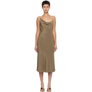 Silk Laundry Khaki Carrie Midi Dress  - CUB - Size: Extra Large - female