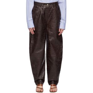 Saks Potts Brown Scarlett Leather Pants  - Brown Croco - Size: Extra Small - female