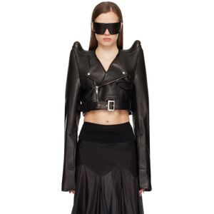 Rick Owens Black Tec Micro Leather Jacket  - 09 Black - Size: IT 40 - female