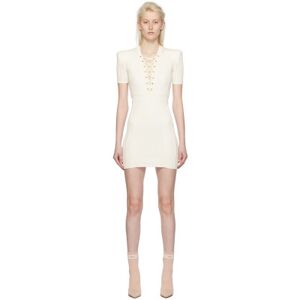 Balmain White Laced V-Neck Minidress  - 0FA Blanc - Size: FR 42 - female