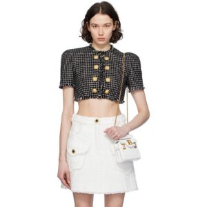 Balmain Black & White Frayed Jacket  - Gab Blanc/Noir - Size: FR 40 - female