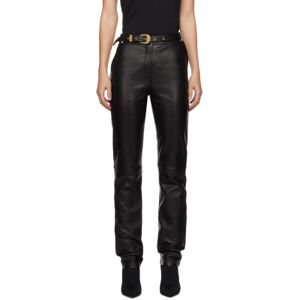 Balmain Black Belted Leather Trousers  - 0PA Noir - Size: FR 40 - female