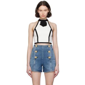 Balmain Off-White Rose Tank Top  - Got Creme/Noir - Size: Extra Small - female