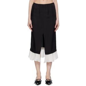 Pushbutton Black Frilled Hem Midi Skirt  - Black - Size: Extra Small - female