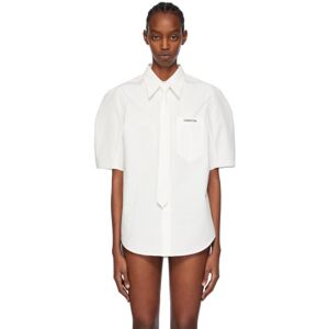 Pushbutton White Puff Shoulder Shirt  - White - Size: Small - female
