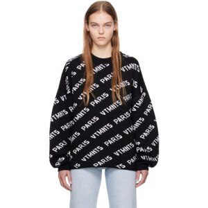 VTMNTS Black Monogram Sweater  - BLACK/WHITE - Size: Large - female