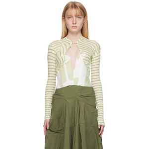 Talia Byre Green & Beige Striped Cardigan  - Green & White Stripe - Size: Extra Small - female