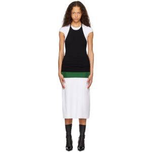 Ferragamo White & Black Layered Midi Dress  - 002 White/F.Green/Bl - Size: Extra Small - female